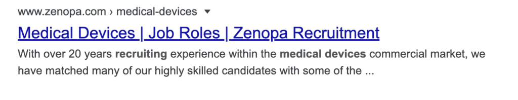 A well-optimised recruitment landing page.