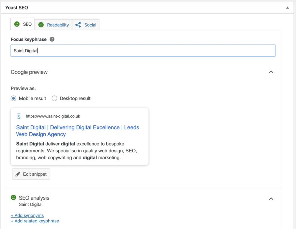 Saint Digital's Yoast SEO Configuration