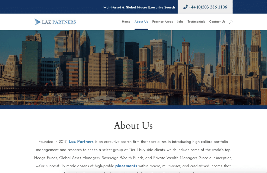 Laz Partners' New About Us Page